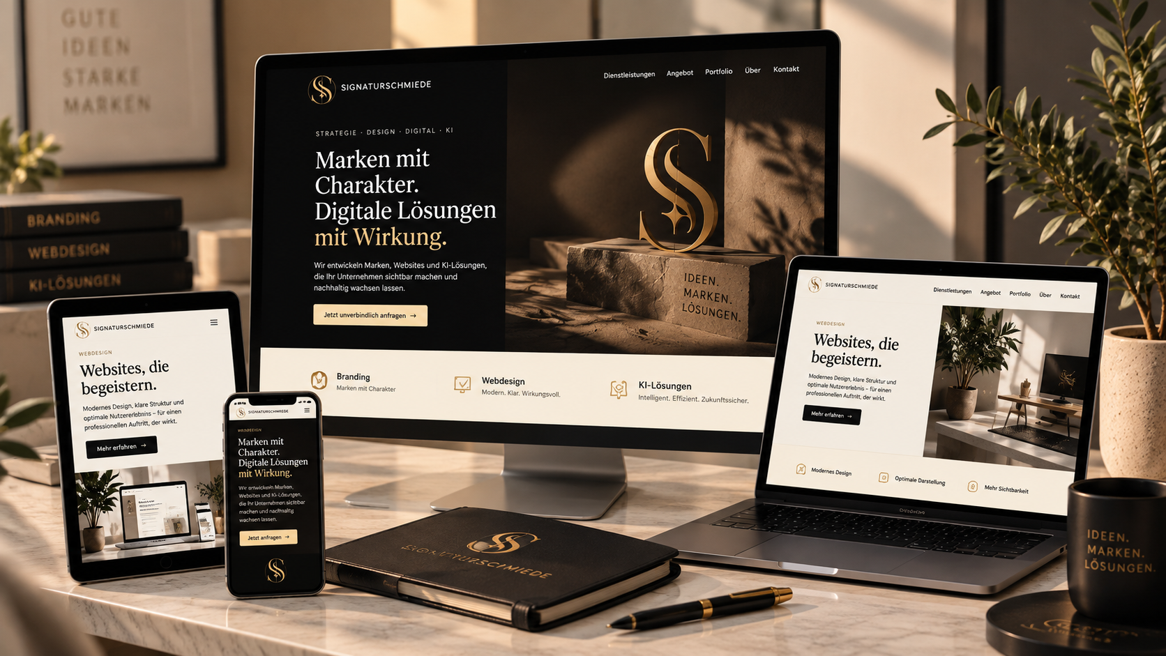 Webdesign-Konzept für einen modernen Unternehmensauftritt – SIGNATURSCHMIEDE